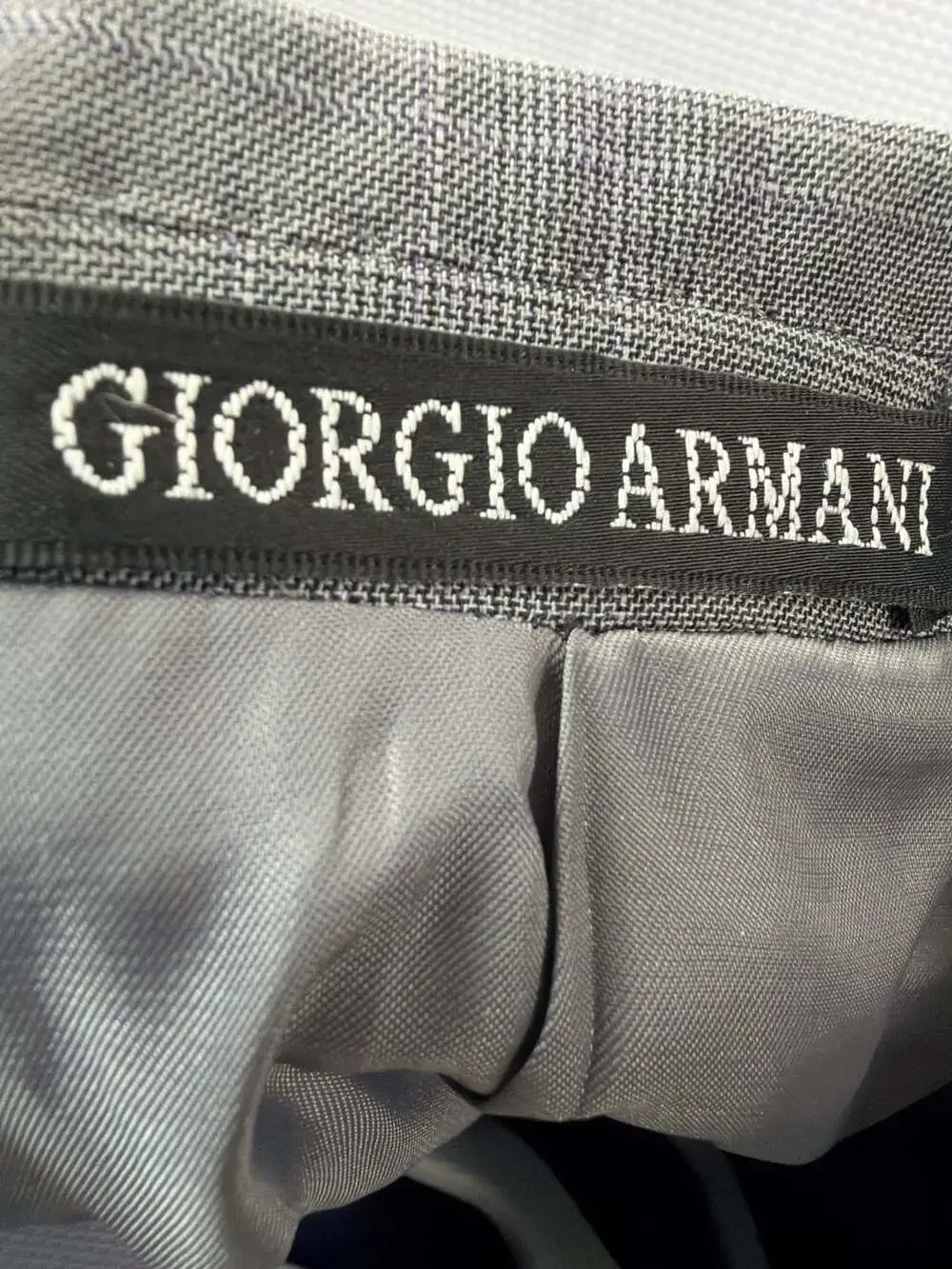 Giorgio Armani Le Collezioni Grey Plaid Two-Button Suit Jacket Blazer